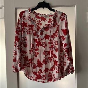 LOFT Red Floral Blouse